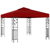 VidaXL Pavillon mit LED-Lichterkette 3x3 m Weinrot