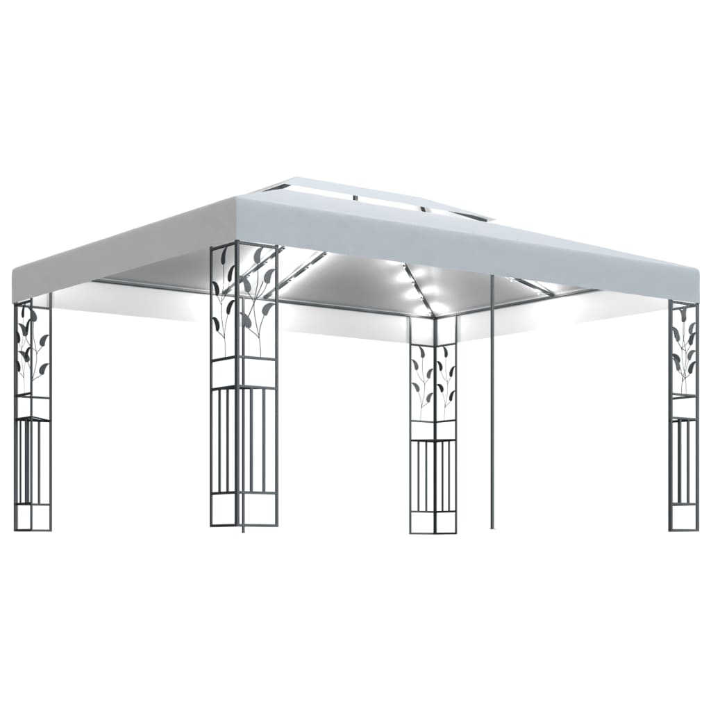 Vidaxl -Laube mit Doppeldach und LED Light Girland 3x4 m Weiß