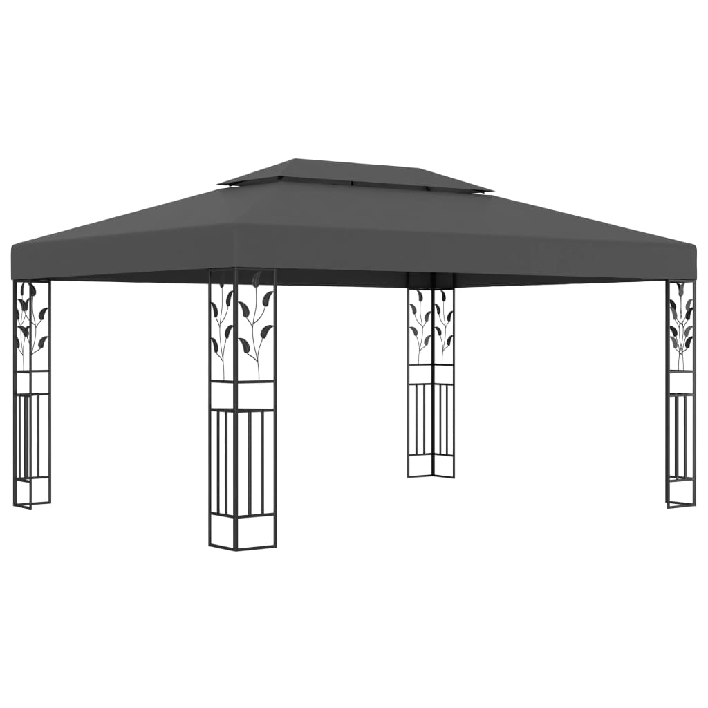 Arbor vidaxl avec toit double et guirlande légère à LED 3x4 m couleur anthracite