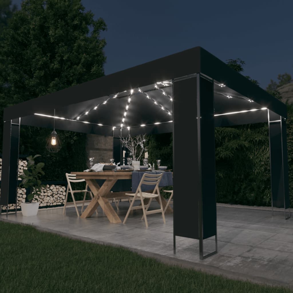 Arbor vidaxl avec une guirlande légère à LED 3x4 m de couleur anthracite