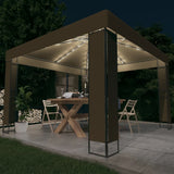Vidaxl prieel met dubbel dak en led-lichtslinger 3x3x2,7 m taupe