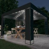 Arbor vidaxl avec toit double et guirlande légère à LED 3x3 m couleur anthracite