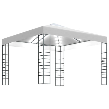 Vidaxxl Gartenpavillon mit LED-Lichterkette 3x3 m weiß