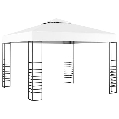Vidaxxl Gartenpavillon mit LED-Lichterkette 3x3 m weiß