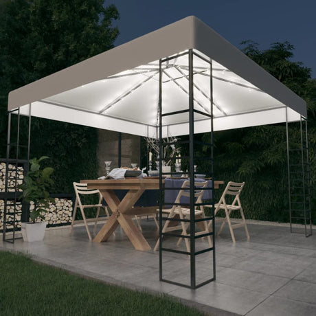 Vidaxxl Gartenpavillon mit LED-Lichterkette 3x3 m weiß