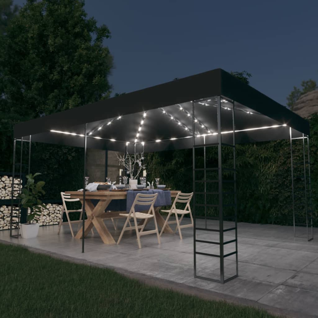 Vidaxl Arbor med LED -lys krans 3x4 m Antracittfarget