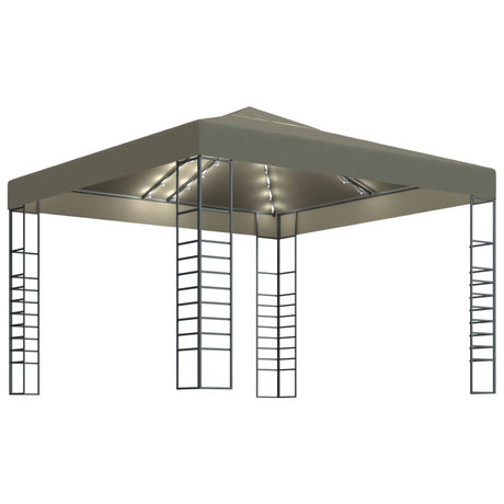 Vidaxl tuinpaviljoen met led-lichtslinger 3x3 m taupe