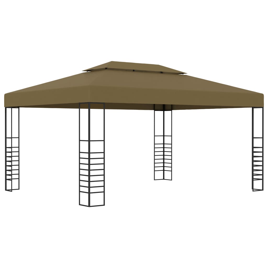 Vidaxl Arbor con ghirlanda leggera a led 3x4 m taupe