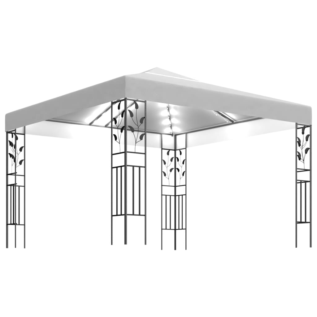 Vidaxl -Laube mit LED Light Girland 3x3 m Weiß