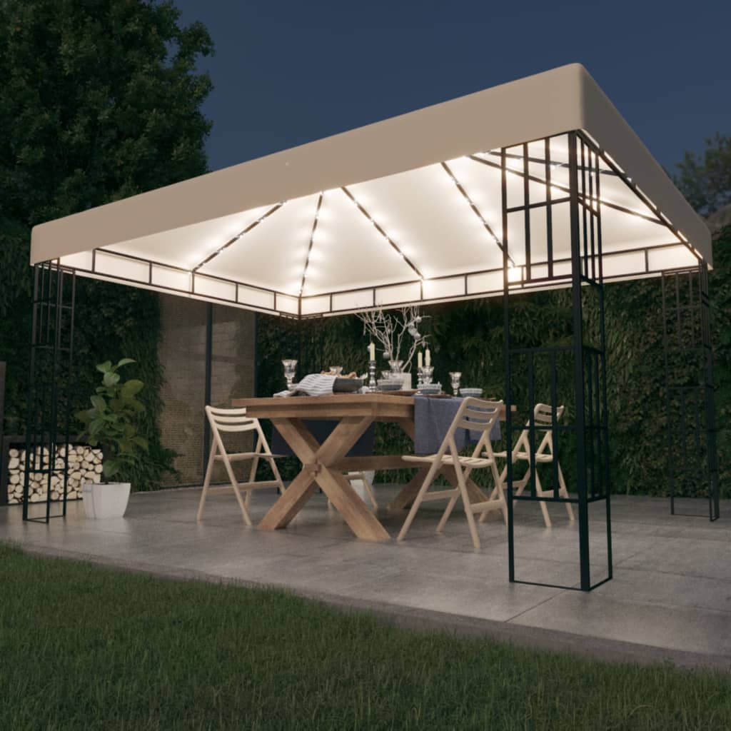 Arbor Vidaxl con guirnalda de luz LED de 3x4 m de color crema