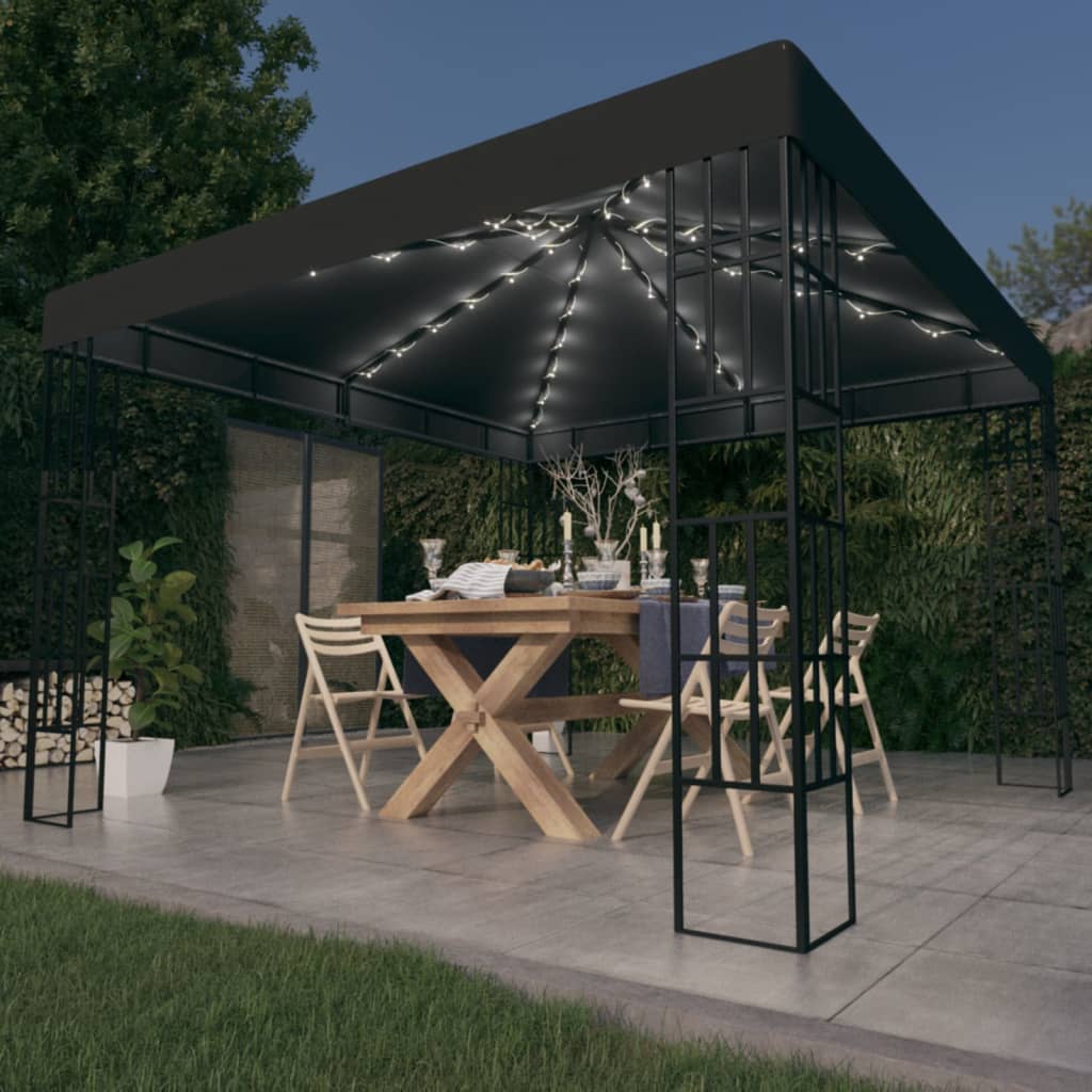 Arbor de Vidaxl con guirnalda de luz LED 3x3 m de antracita