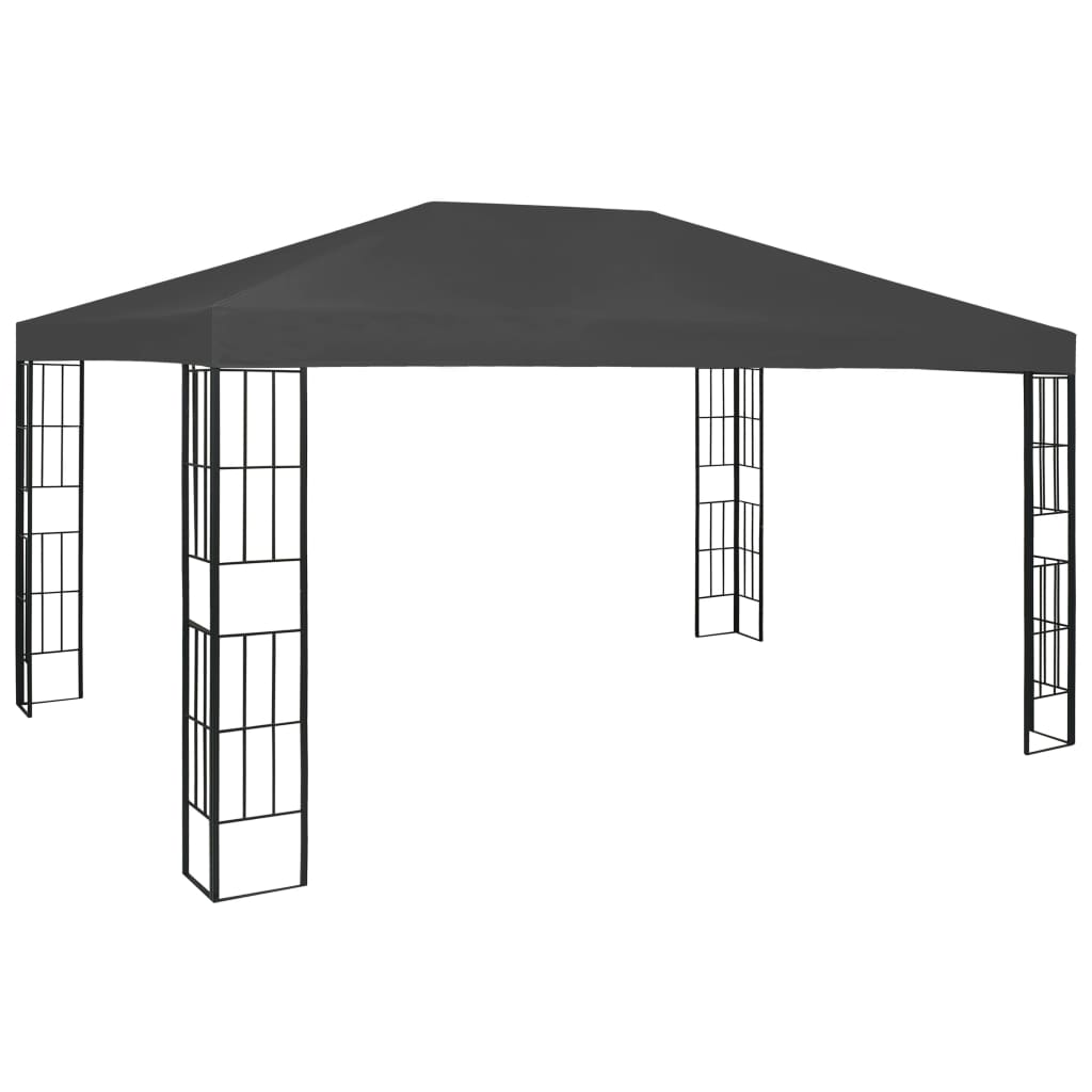 Cenador de Vidaxl con guirnalda de luz LED 3x4 m de antracita