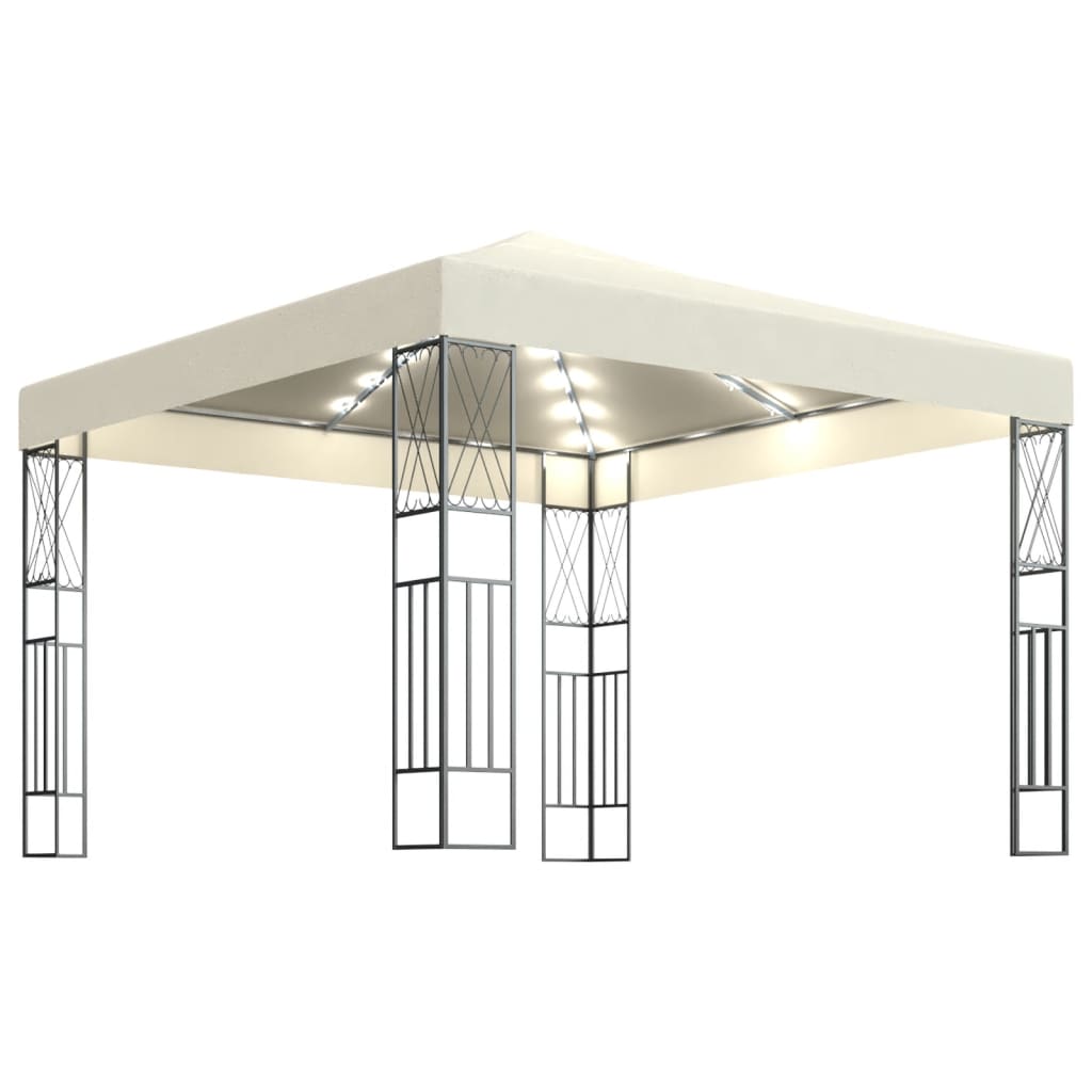 Arbor Vidaxl con guirnalda de luz LED 3x3 m de tela de color crema