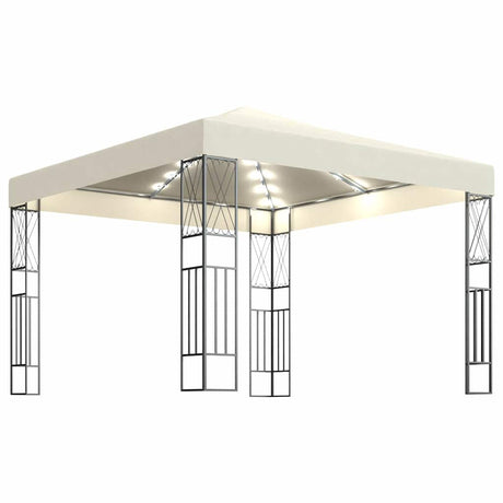 Vidaxx Pavillon mit LED-Lichterkette 3x3 m Stoff cremefarben