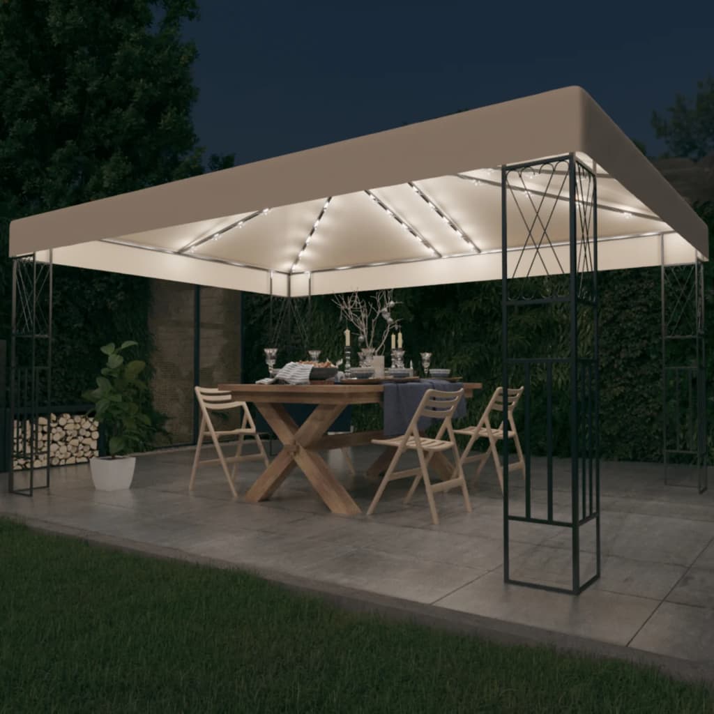 Arbor Vidaxl con guirnalda de luz LED 3x4 m de tela de color crema