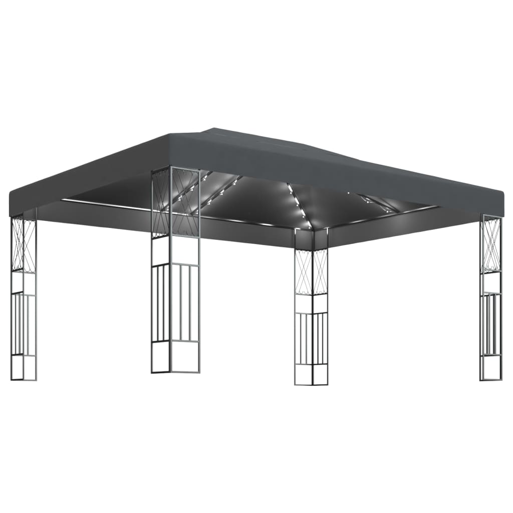 Arbor Vidaxl avec une guirlande légère à LED 3x4 m poussière de couleur anthracite