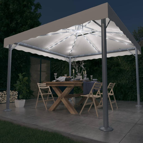 Vidaxx Pavillon mit LED-Lichterkette 300x300 cm Aluminium creme