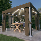 Vidaxl Arbor con tenda e ghirlanda leggera a LED 3x3 m Taupe