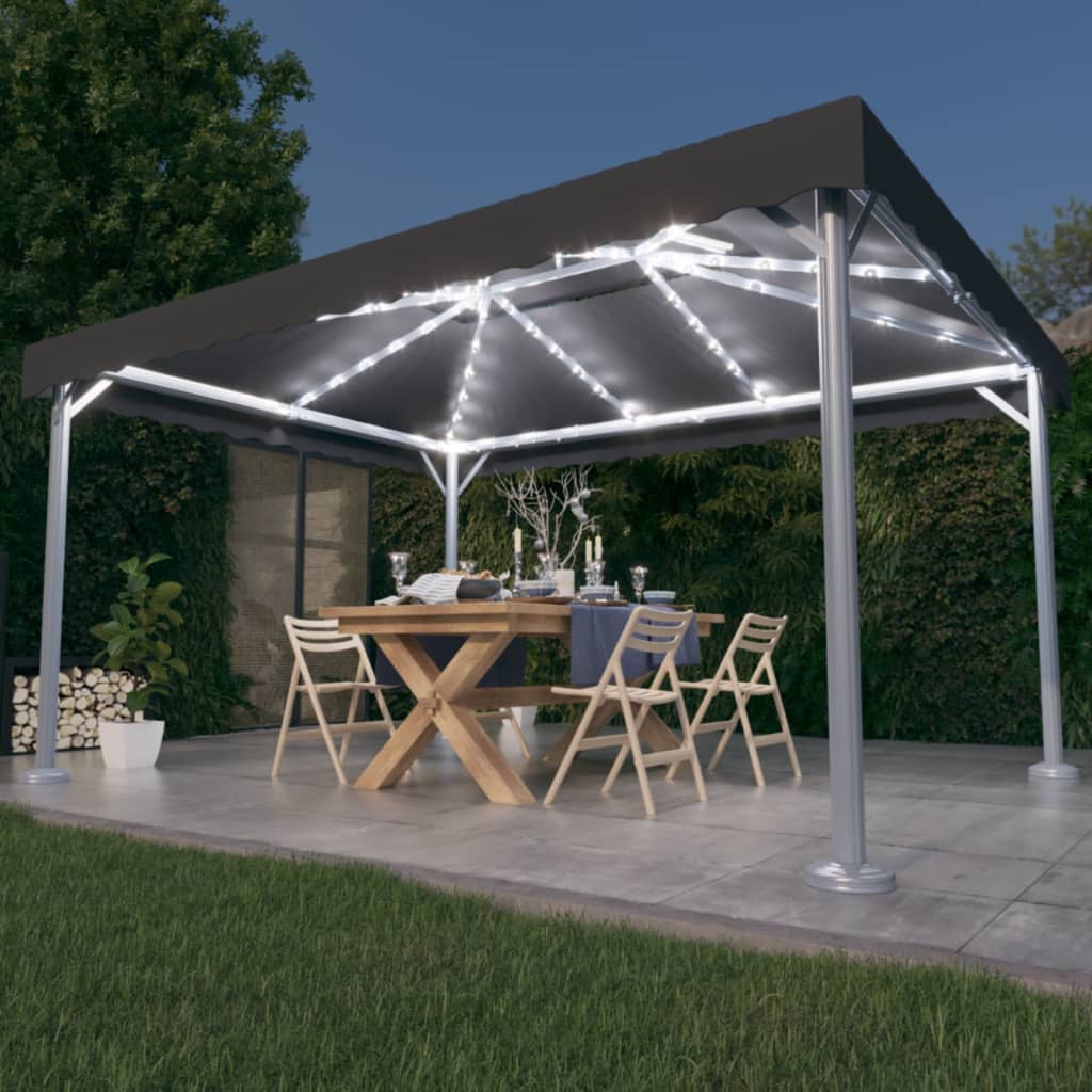 Arbor de Vidaxl con guirnalda de luz LED 400x300 cm Color de antracita de aluminio