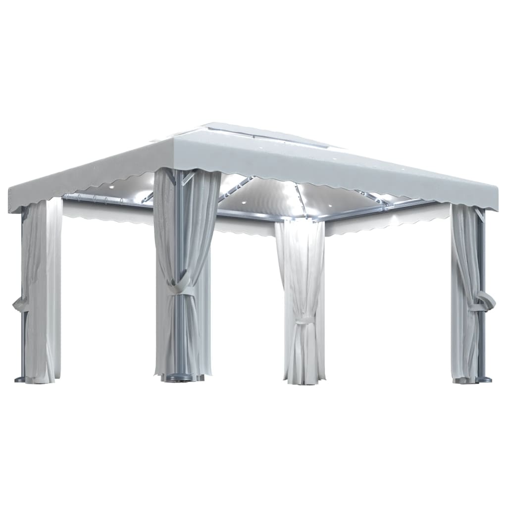 Vidaxl Arbor con tenda e ghirlanda leggera a LED 4x3 m Bianco