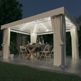 Arbor Vidaxl con cortina y guirnalda de luz LED 4x3 m Cream White