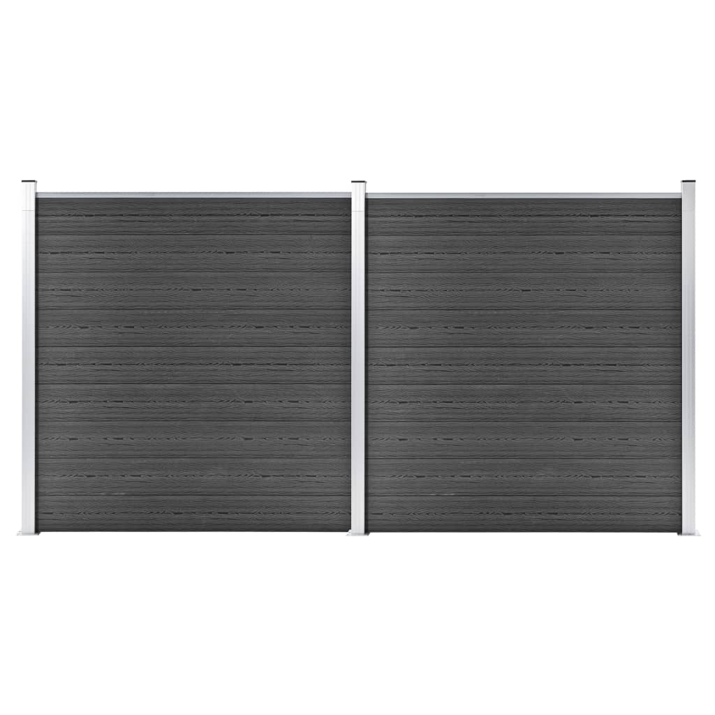 Vidaxl Fence Panel Set 353x186 CM HKC Black