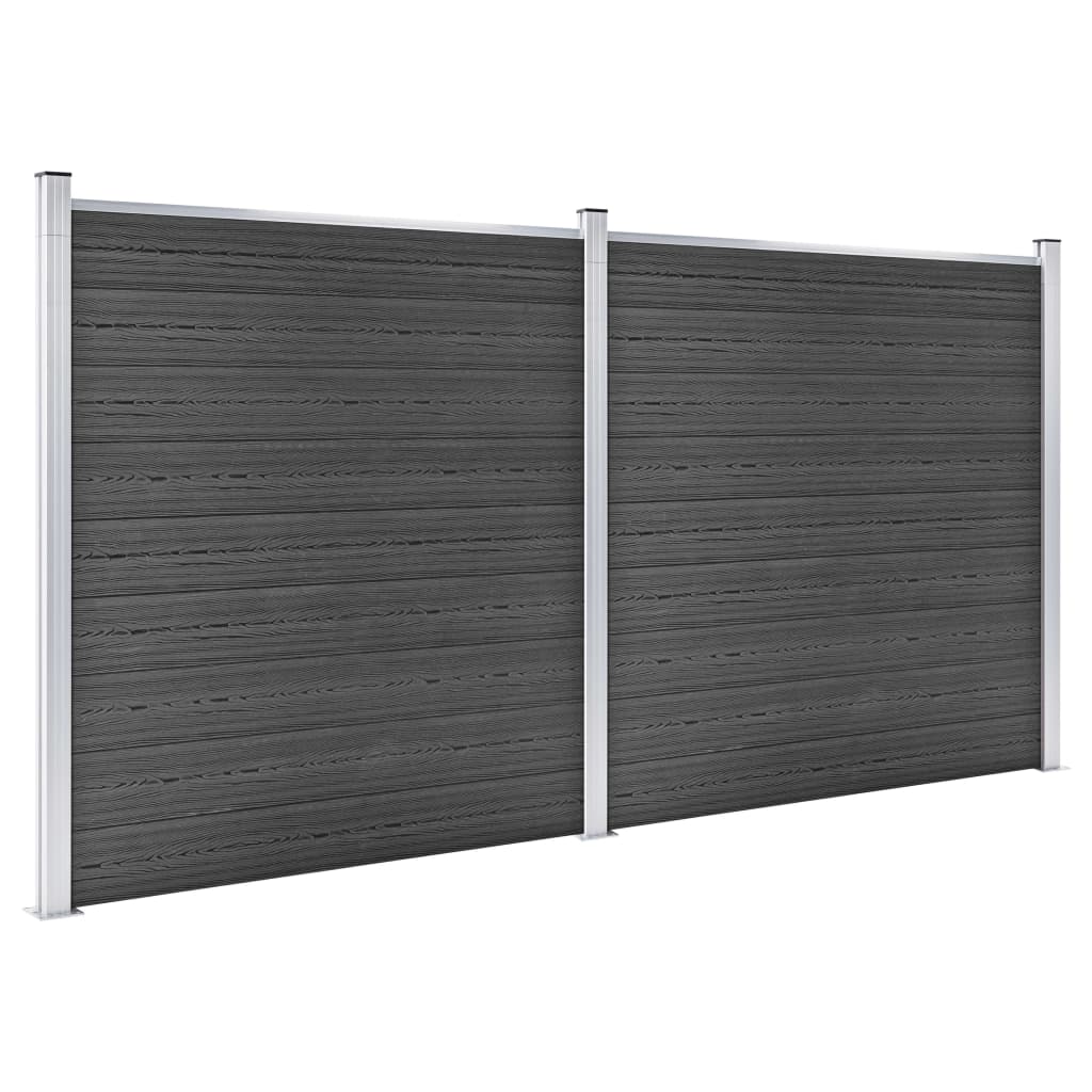 Vidaxl Fence Panel Set 353x186 CM HKC Black