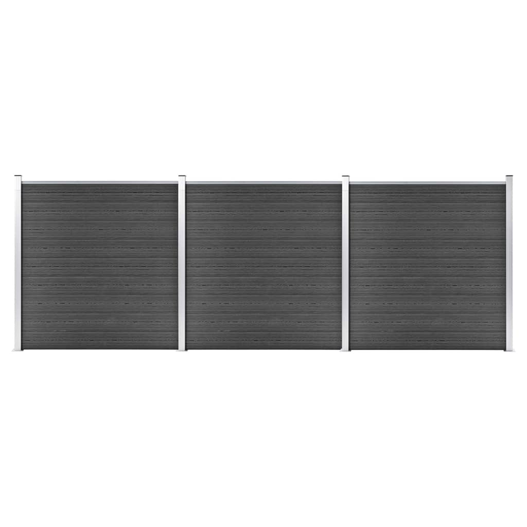 Set di pannelli di recinzione Vidaxl 526x186 cm HKC Black