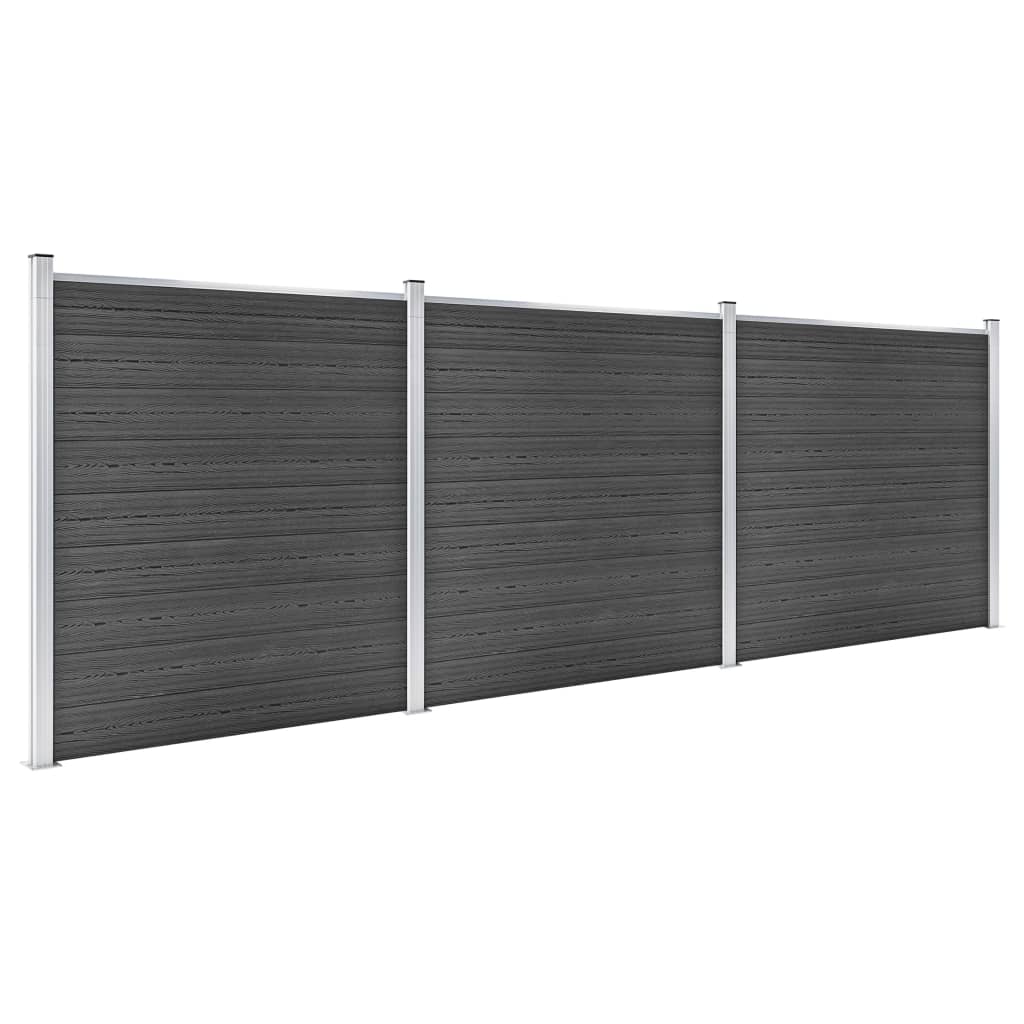 Panel de valla Vidaxl Conjunto de 526x186 CM HKC Negro