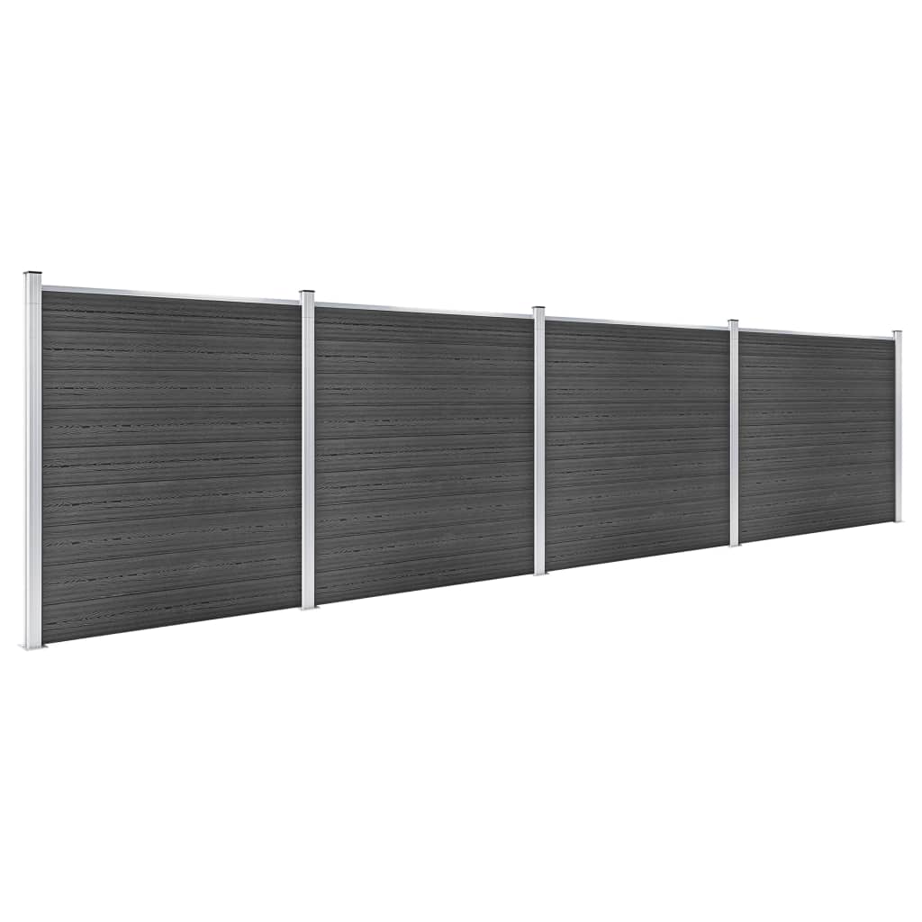 Vidaxl Fence Panel Set 699x186 CM HKC Black