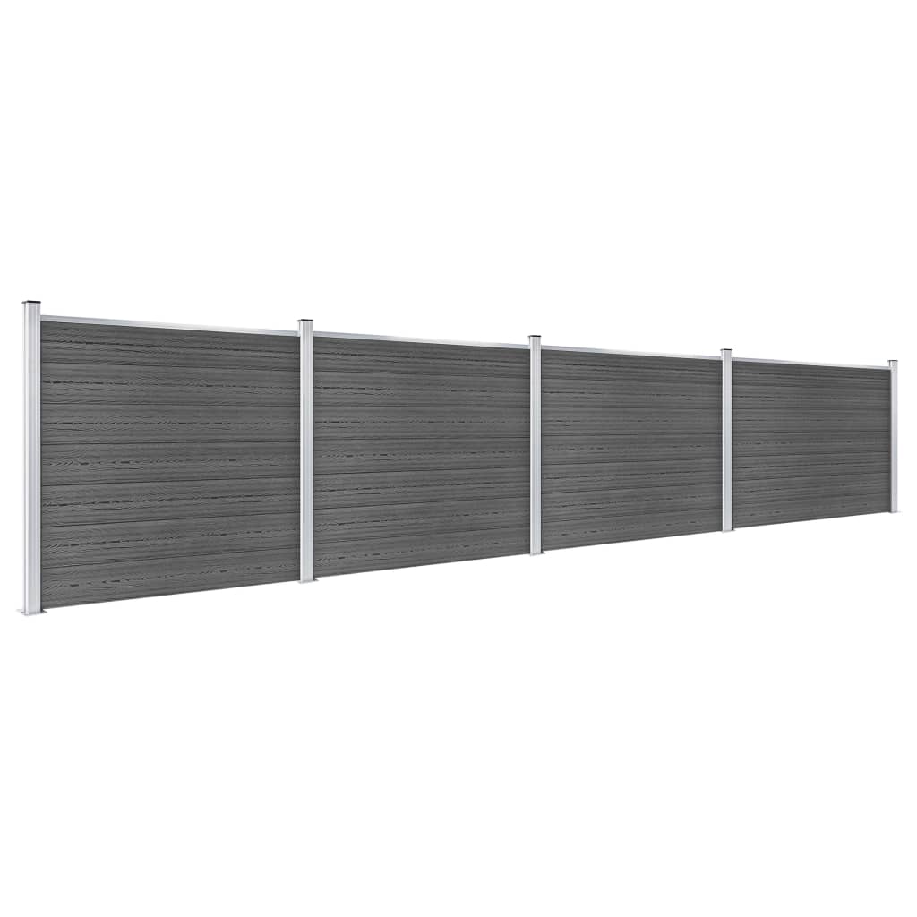 Vidaxl Fence Panel Set 699x146 CM HKC Black