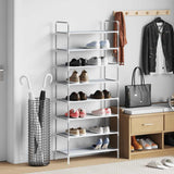 Vidaxl -Schuhregal mit 8 Regalen aus Metall- und Nicht -verwobenem Stoff Silber Farbe
