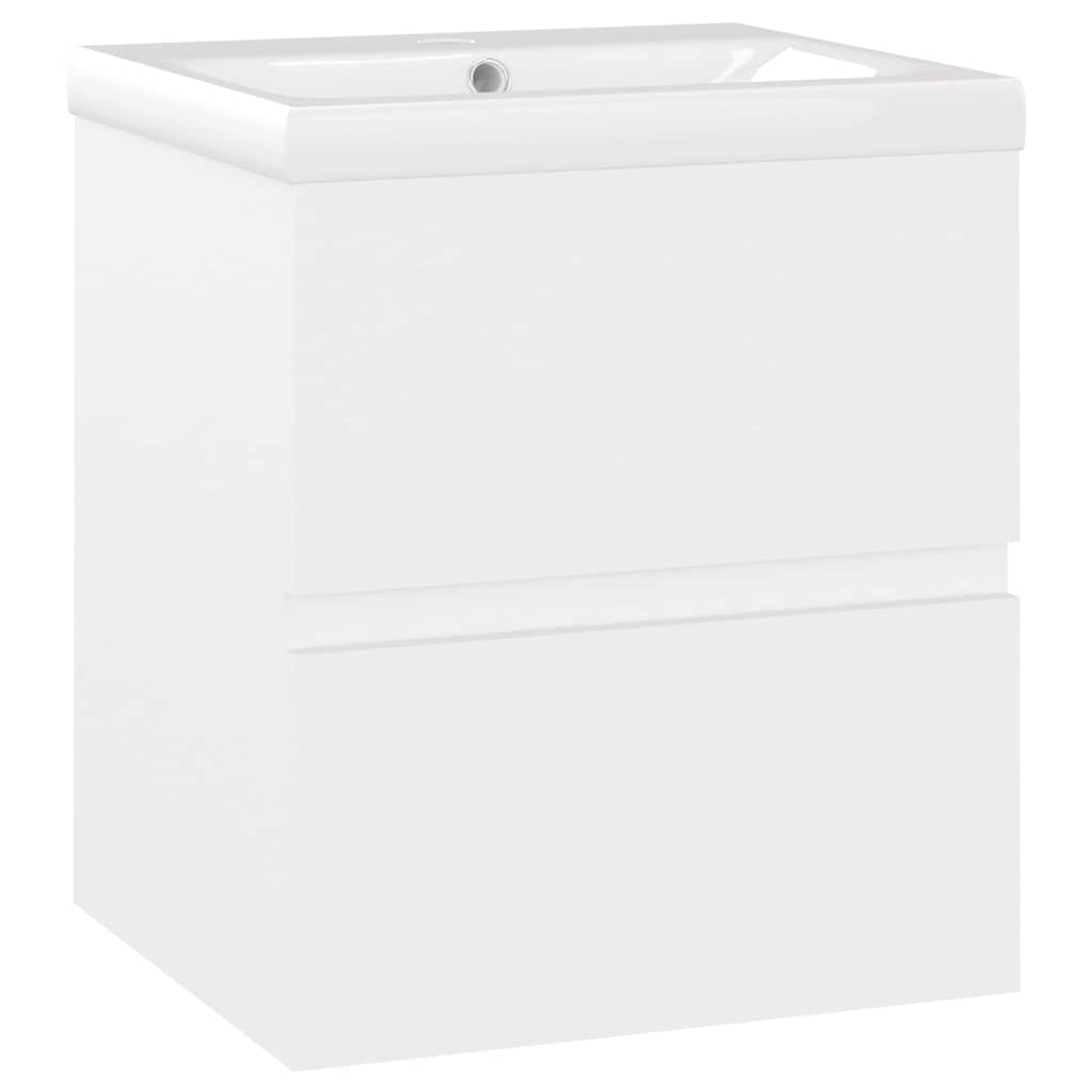 Vidaxl wastafelkast met ingebouwde wastafel spaanplaat wit