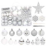 Vidaxl Conjunto de bolas de Navidad de 108 partes plateada y blanca