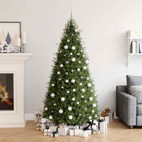 VidaXL 60-teiliges Weihnachtskugel-Set mit Schirm und 150 LEDs weiß und grau