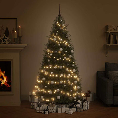 VidaXL 60-teiliges Weihnachtskugel-Set mit Schirm und 150 LEDs weiß und grau
