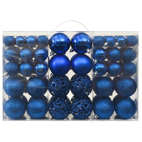 VidaXL 100-teiliges Weihnachtskugel-Set Blau