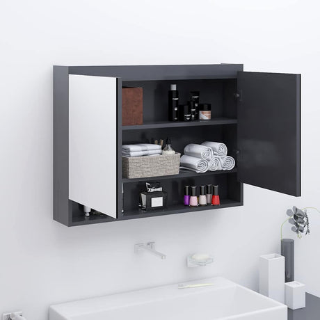 Vidaxl badkamerkast met spiegel 80x15x60 cm mdf grijs