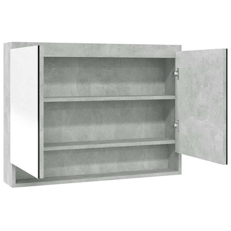 Vidaxl badkamerkast met spiegel 80x15x60 cm mdf betongrijs