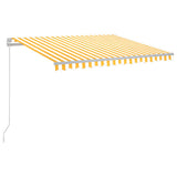 Vidaxl Luifel manuell ausziehbar mit LED 300x250 cm gelb und weiß