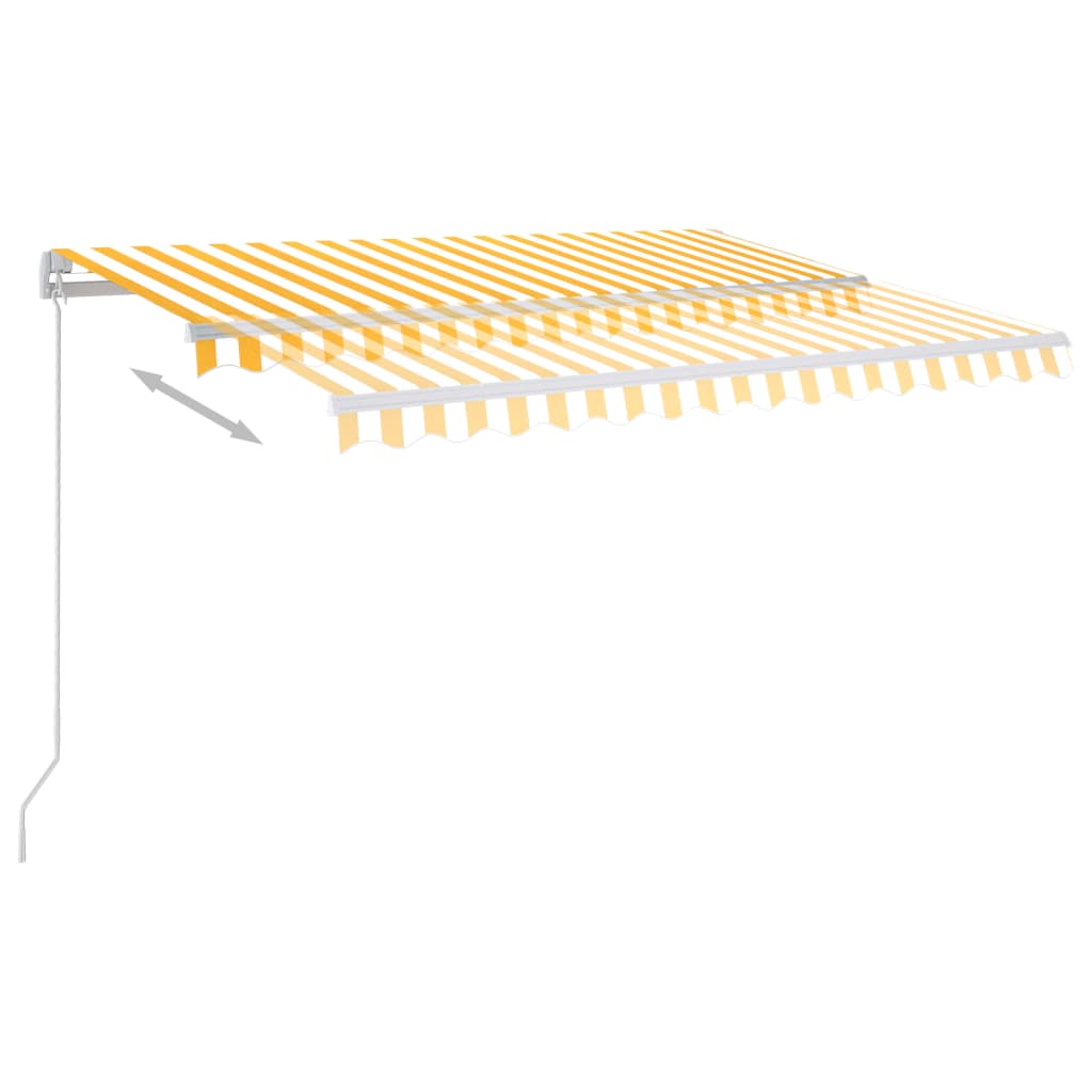 Vidaxl Luifel manuell ausziehbar mit LED 300x250 cm gelb und weiß