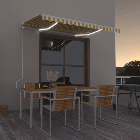 Vidaxx Markisenautomatik mit LED und Windsensor 350x250 cm Gelb und Weiß