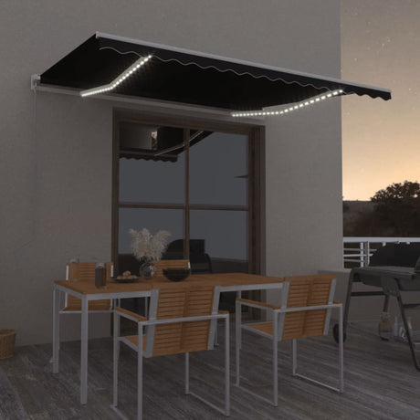 Vidaxx Markise manuell ausziehbar mit LED 400x300 cm Farbe Anthrazit