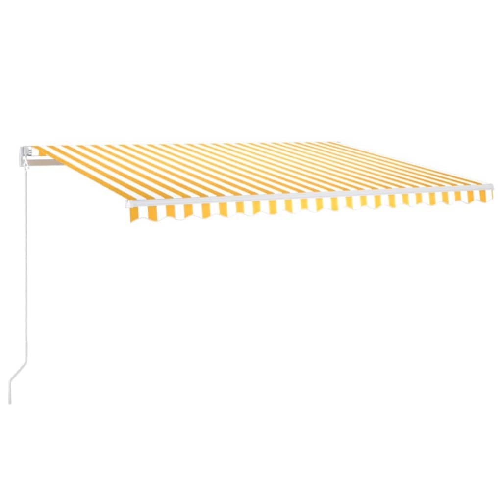 Vidaxl Luifel manuell ausziehbar mit LED 450x300 cm gelb und weiß