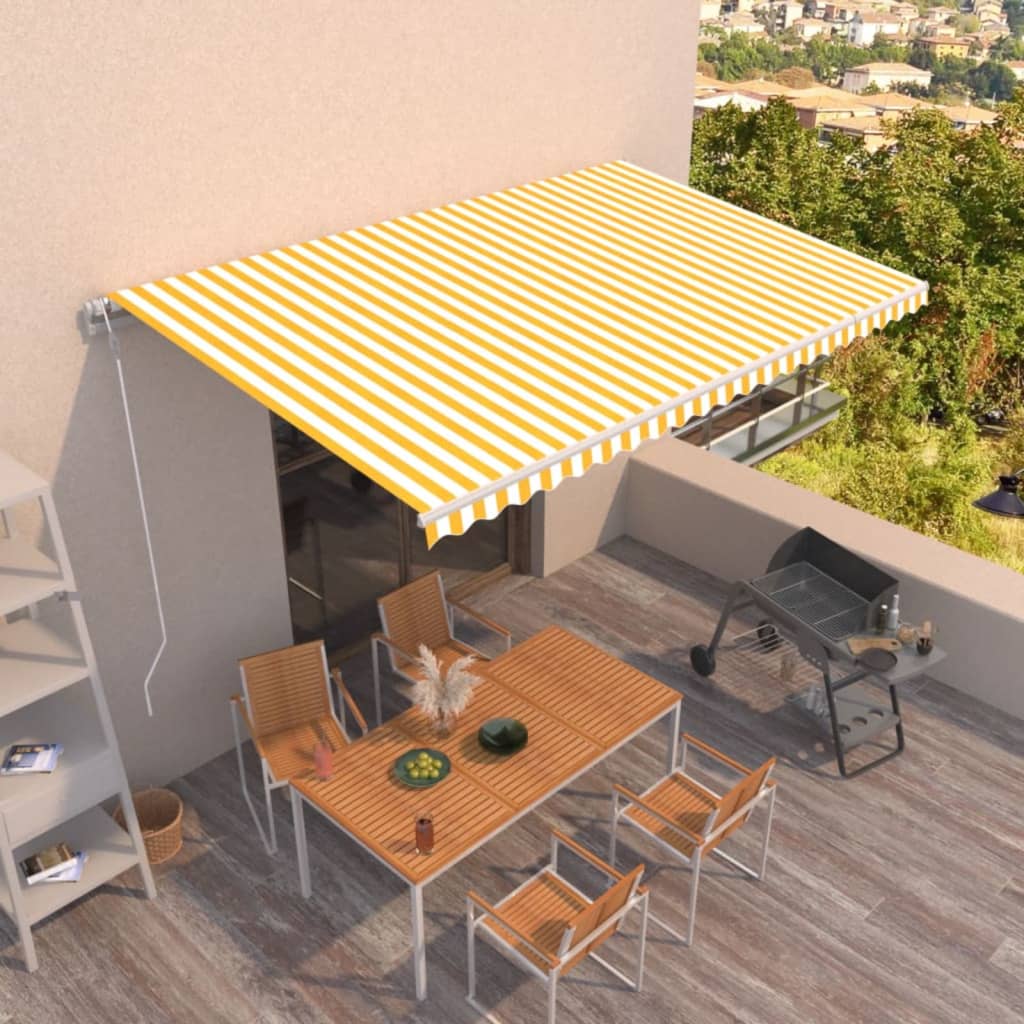 Vidaxl Luifel erweitert automatisch 500x300 cm gelb und weiß