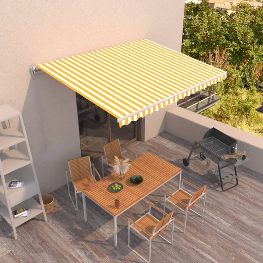 Vidaxl Luifel erstreckt sich manuell 400 x 350 cm gelb und weiß
