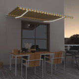 Vidaxl luifel manuell ausziehbar mit LED 400x350 cm gelb und weiß