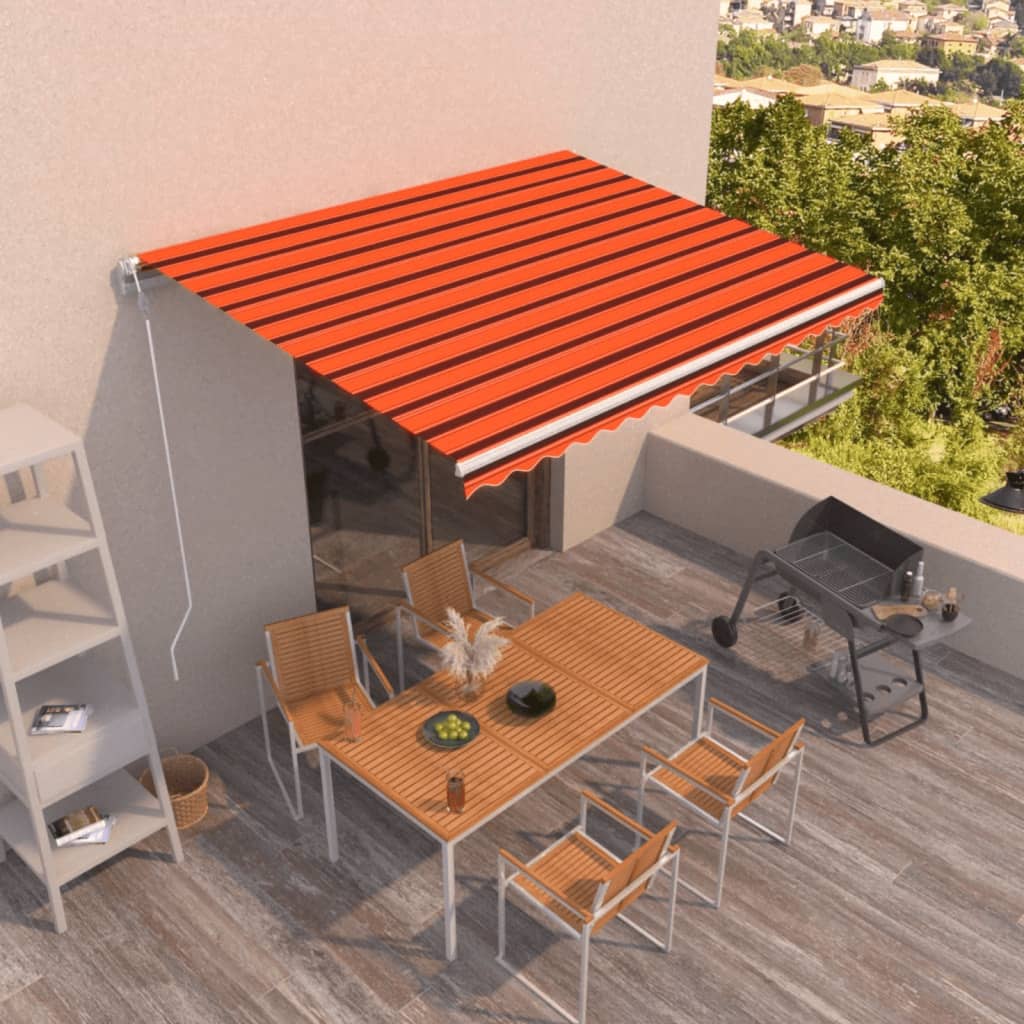 Vidaxl Luifel Automatisch erweiterbar 400x350 cm Orange und Braun
