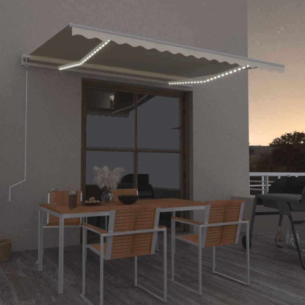 Vidaxl Luifel Automatik mit LED- und Windsensor 400x350 cm Creme Farbe