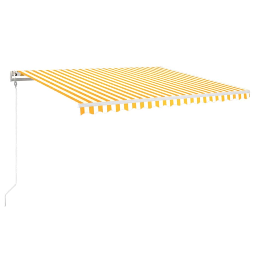 Vidaxl Luifel Automatik mit LED- und Windsensor 400x350 cm gelb und weiß